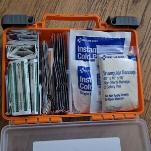 First Aid Kit with Orange and Gray Case